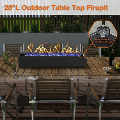 28-inch Table Top Propane Fire Pit, 40,000 BTU  Patio, Outdoor; Portable Fireplace
