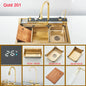 Multifunctional Kitchen Waterfall Sink Digital Display; 304 Stainless Steel