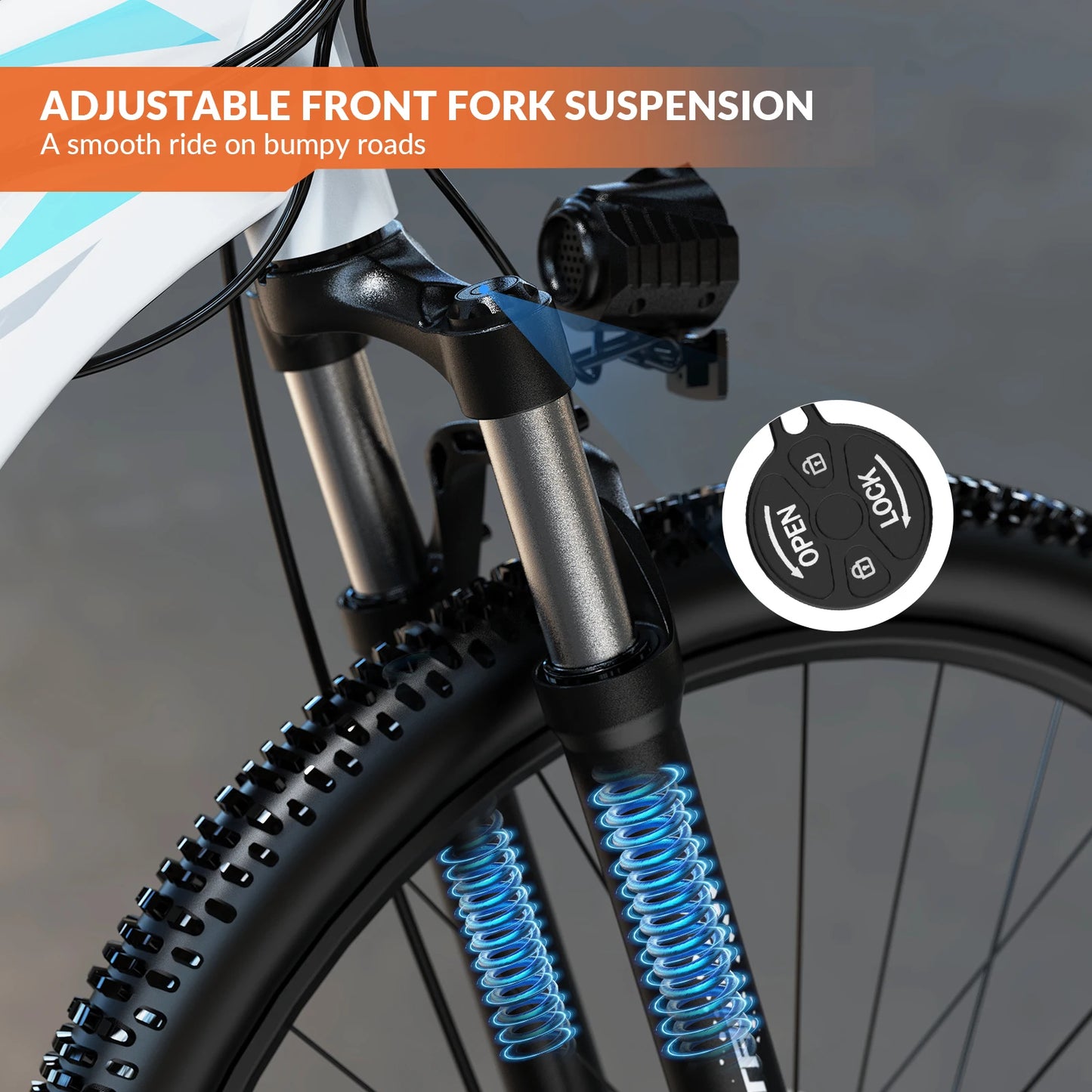 Electric Bike, 500W Motor, 468Wh Removable Battery, 37KM/H Max Speed,  Front Suspension