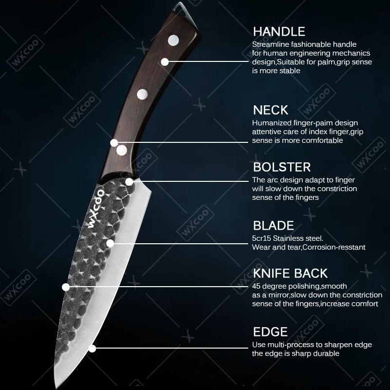 3 Pcs Stainless Steel Kitchen Chef Knife Set Multipurpose Boning Cleavers Utility Cutters Mini Meat Paring Slicing Tools