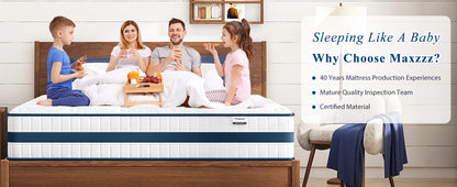 10-12'' Twin/King/Queen Size Mattress, Bed with Gel Memory Foam & Individually Pocket Coils for Pressure Relief & Support Made in USA