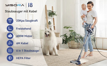 I8 Corded Vacuum Cleaner, 23000Pa 6M  Vacuum for Floor, Carpet, Pet Hair