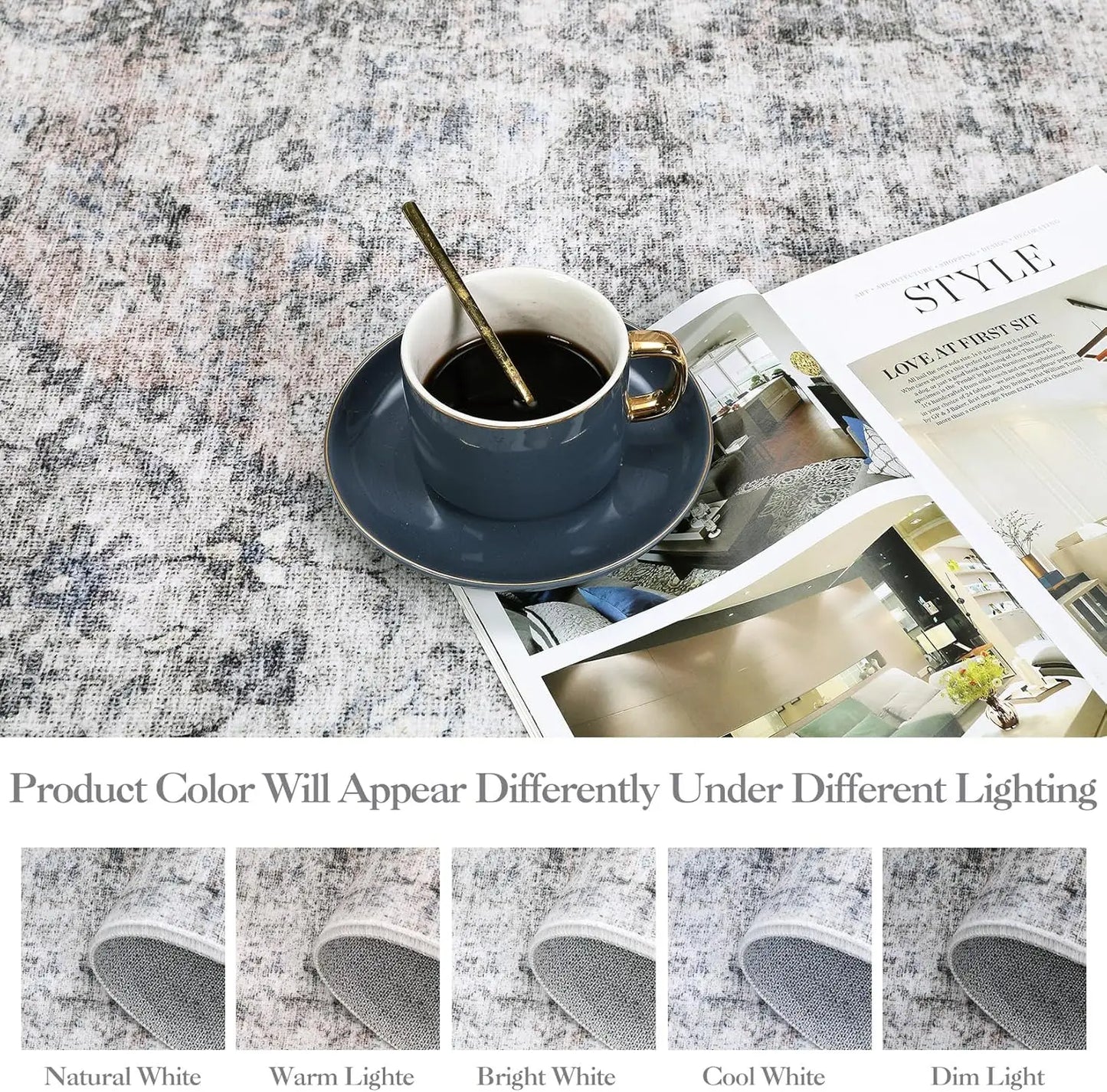 Washable Area Rug Stain-Resistant Throw Rug Indoor Carpet
