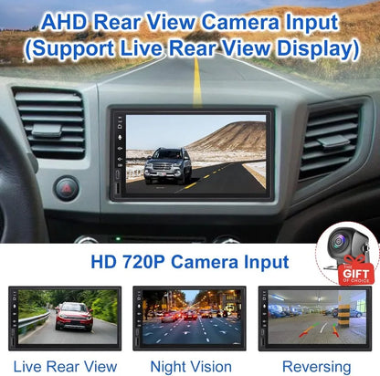 7 Inch Car Radio Wireless CarPlay Android Auto Universal Double Din Car Stereo with Live Rear-View Backup Camera
