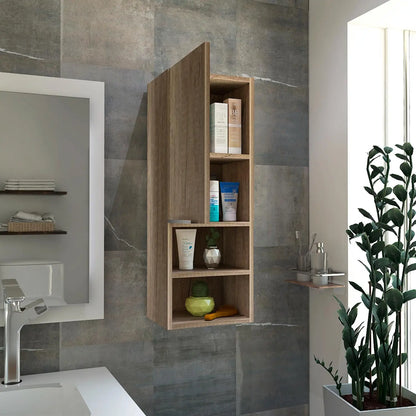 Mila Bathroom Cabinet, Two Interior  Shelves, Two External Shelves, Single Door Cabinet Pine