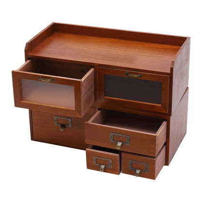 Vintage Retro 6-Drawer Desktop Organizer Cabinet Tabletop Organizer