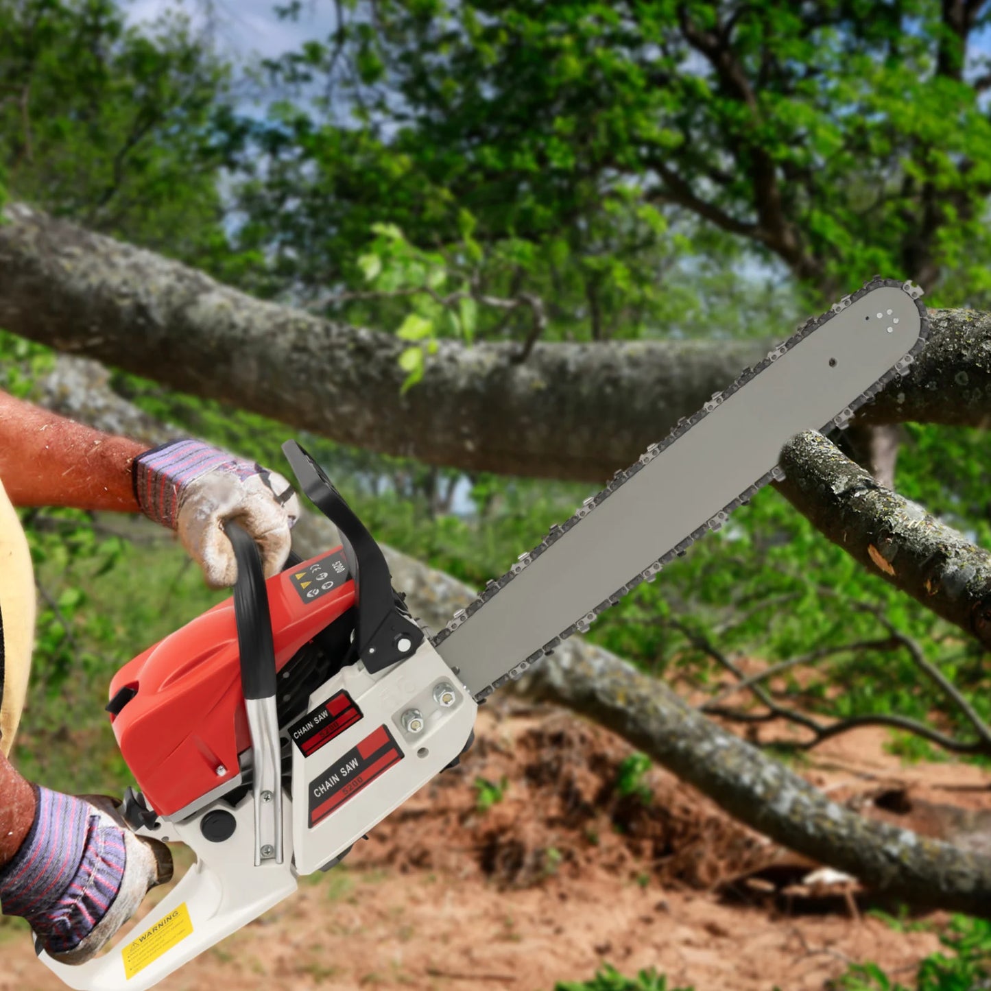 Gasoline Chainsaw with 52cc Engine, 20-inch Bar, and 7500RPM Speed for Heavy-Duty Cutting, Complete with Tool Bag