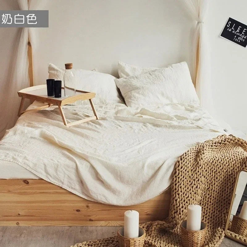 100% French Washed Pure Linen Sheets, Breathable and Cooling Bed Sheets, Soft Durable for Hot Sleepers Anti-Tear Line Flax Sheet