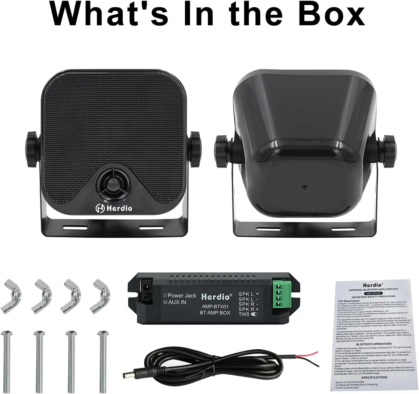 4'' 100W Heavy Duty Waterproof Boat Marine Bluetooth Speakers Surface Mounted