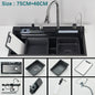 Multifunctional Kitchen Waterfall Sink Digital Display; 304 Stainless Steel