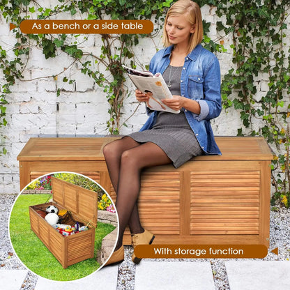 46 Gallon Acacia Wood Deck Box, Storage Bench