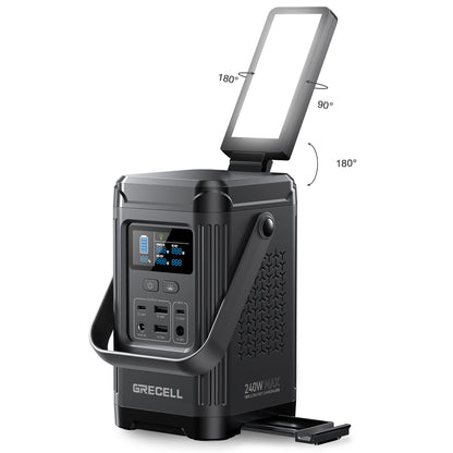240W Portable Power Station 153.6WH Solar Generator LiFePO4 Battery Dual Way 100W PD Power Bank LED Light For Outdoors, Camping