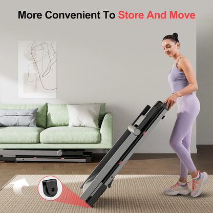 3.5HP Foldable Incline Home Treadmill  with Handle Bar Holder 350LBS Capacity Touch Screen Smart App Data Monitoring