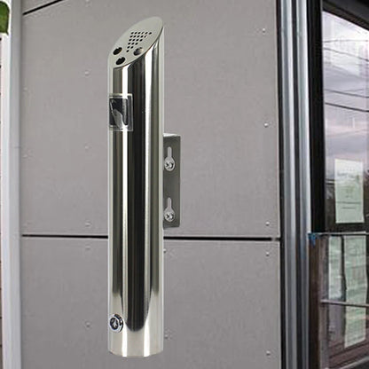 Wall Mounted Cylinder Cigarette Ash Bin Stainless Steel Outside Wall