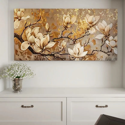 Golden Lily canvas art, 1.5 inch thick wood frame, canvas printed large mural for modern homes and offices