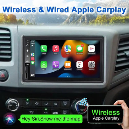 7 Inch Car Radio Wireless CarPlay Android Auto Universal Double Din Car Stereo with Live Rear-View Backup Camera