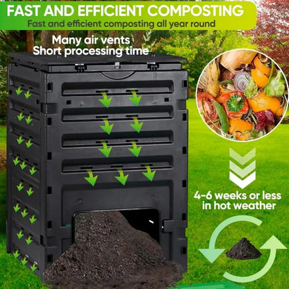 Garden Compost Bin; BPA Free Material -120 Gallon
