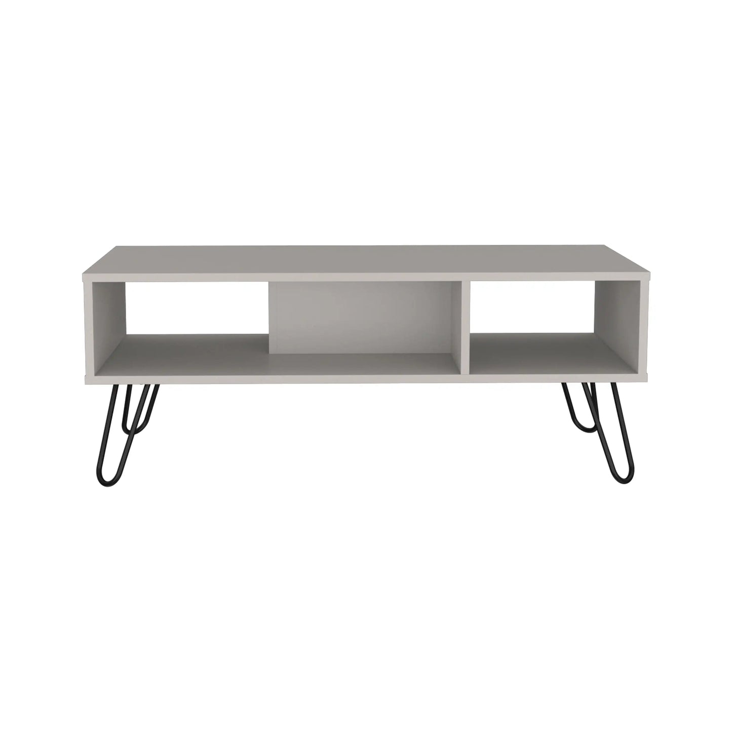 Vassel Coffee Table, Hairpin Legs, Two Shelves White Vintage Look 1950's