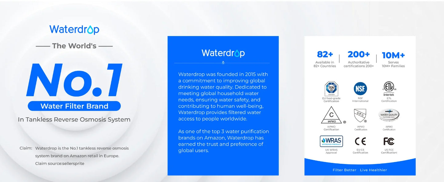 Waterdrop Under Sink Water Filter System, Reduces PFAS, PFOA/PFOS, Lead, Chlorine, Bad Taste 8K Gallons