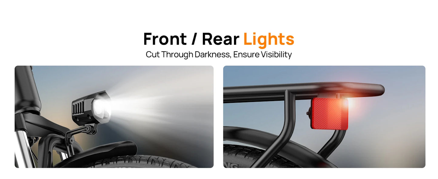 Peak 750W E26 Electric Bike for Adults | 48V 10.4Ah Removable Battery, Top Speed 20MPH, 26''X2" Standard Tire, 7-Speeds