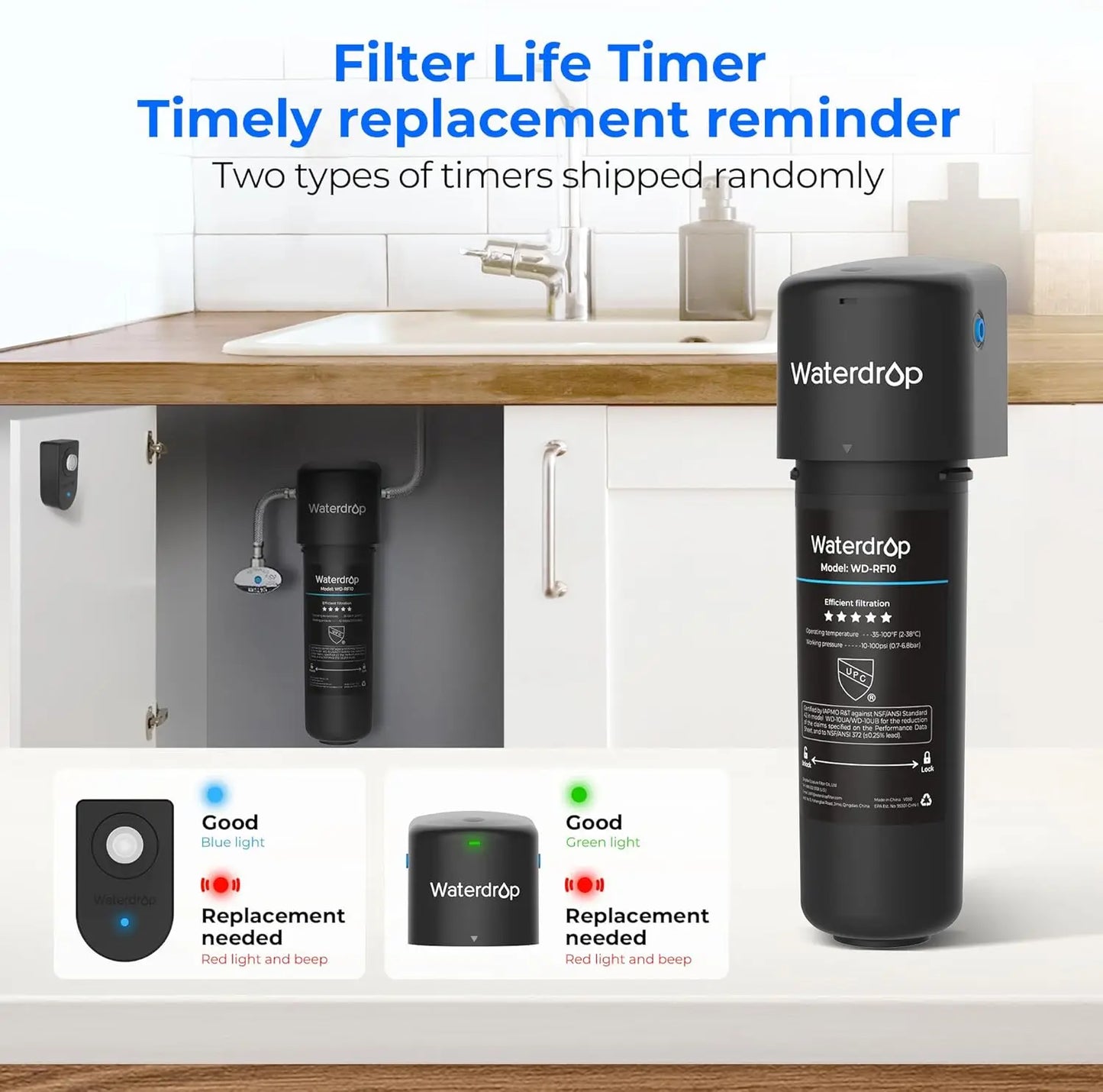 Waterdrop Under Sink Water Filter System, Reduces PFAS, PFOA/PFOS, Lead, Chlorine, Bad Taste 8K Gallons