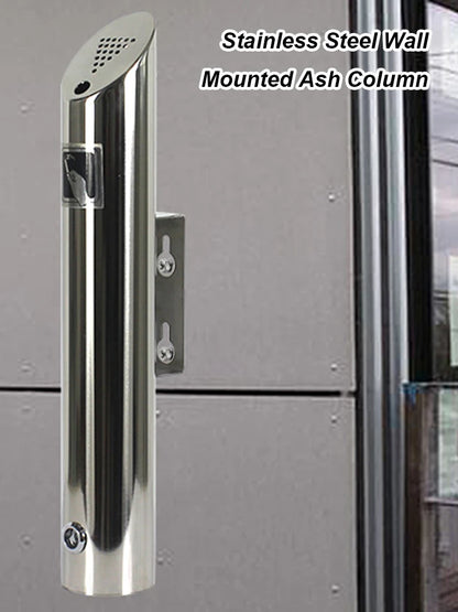 Wall Mounted Cylinder Cigarette Ash Bin Stainless Steel Outside Wall