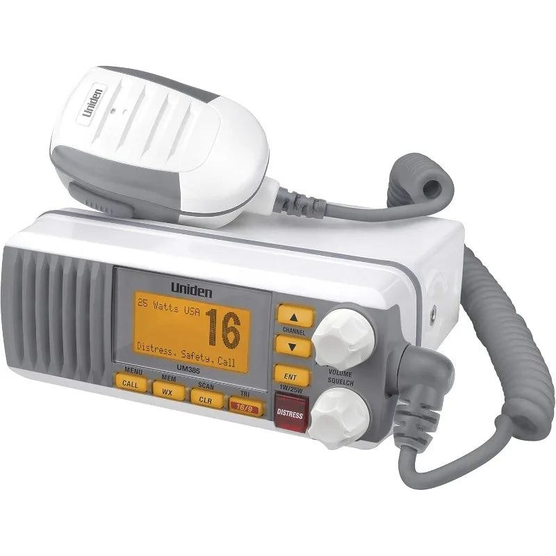 UM385 25 Watt Fixed Mount Marine Vhf Radio, Waterproof IPX4 With Triple Watch, Dsc, Emergency/Noaa Weather Alert