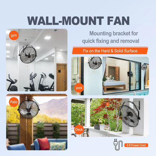Wall Mount Fan High Velocity Waterproof for Warehouse Greenhouse Patio