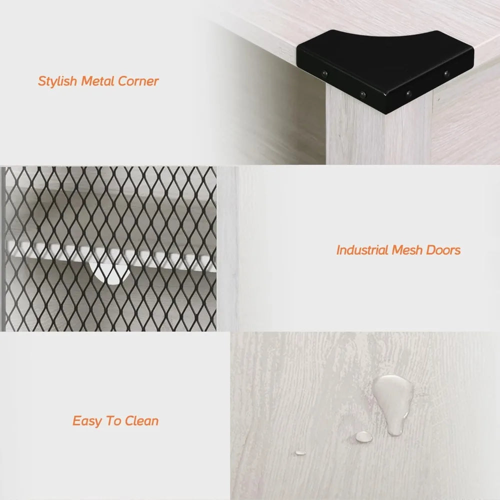 TV Stand Set for 100 inch TV,Door Storage Cabinet with Mesh  Adjustable