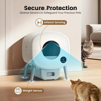 Extra Large Automatic Litter Box Self Cleaning for Multiple Cats, Odor-Free, App-Controlled