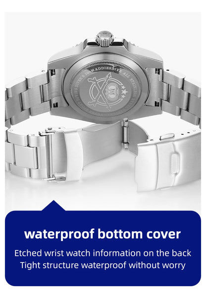 ADDIESDIVE Quartz Watch 316L Stainless Steel Windows Display Blue luminous 20Bar Ceramic Ring Waterproof Scuba