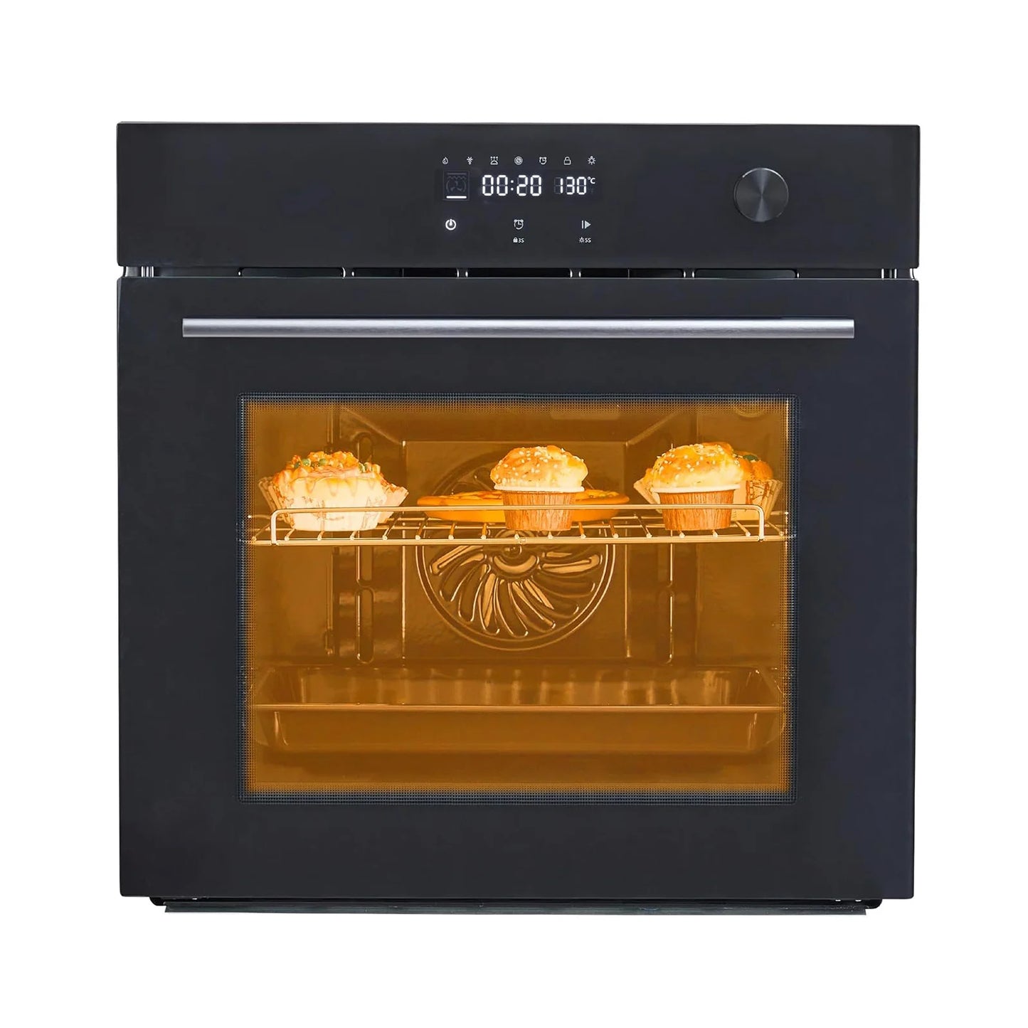 24" Single Wall Oven Built-in Electric Oven 2.5 Cu.ft Stainless Steel Steam Bake Air Fry 8 Preset Modes Sensor Touch Control