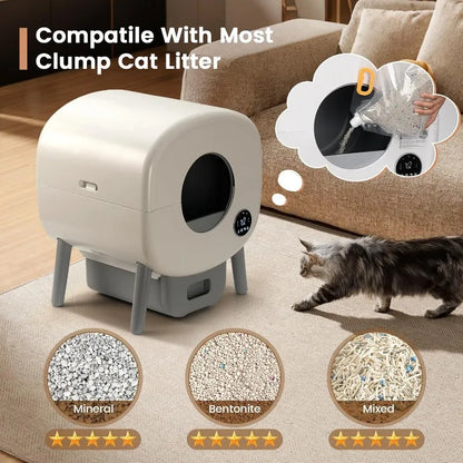 Extra Large Automatic Litter Box Self Cleaning for Multiple Cats, Odor-Free, App-Controlled