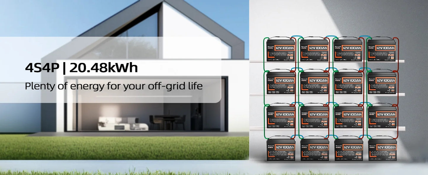 12V 100AH LiFePO4 Lithium Battery With Bluetooth Monitor Battery info 1280Wh For RV, Camper, Golf Cart, Trolling Motor