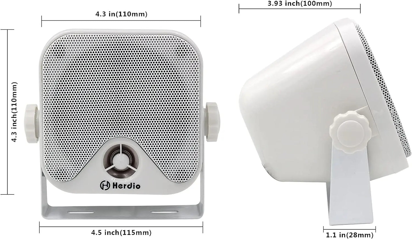4'' 100W Heavy Duty Waterproof Boat Marine Bluetooth Speakers Surface Mounted