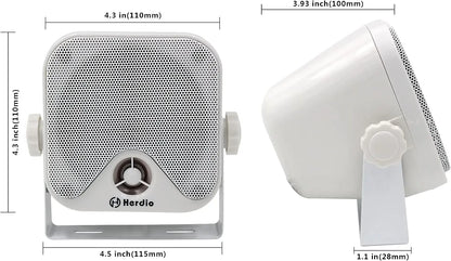 4'' 100W Heavy Duty Waterproof Boat Marine Bluetooth Speakers Surface Mounted