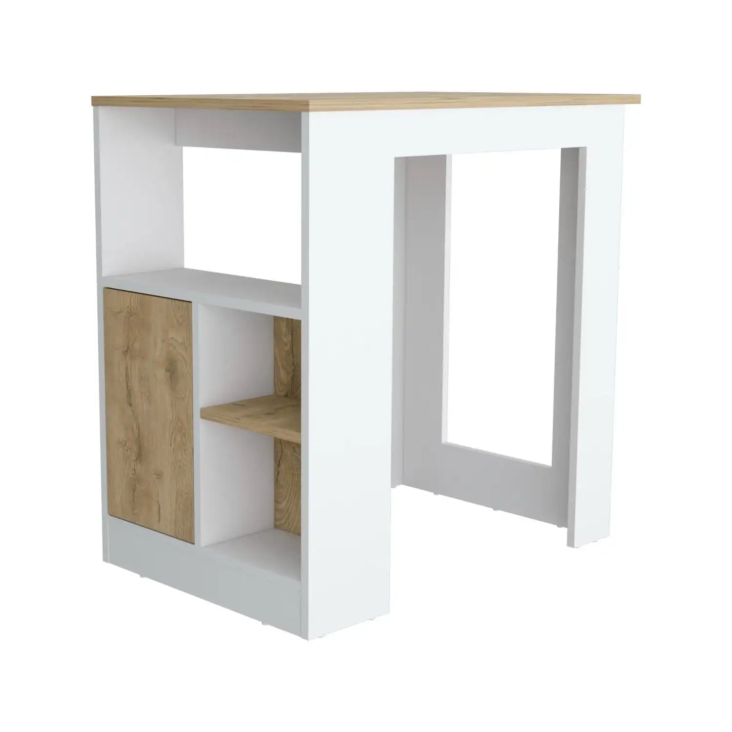 Stirling Kitchen Island with 1-Door Cabinet Push to open System and Side Shelves White / Macadamia
