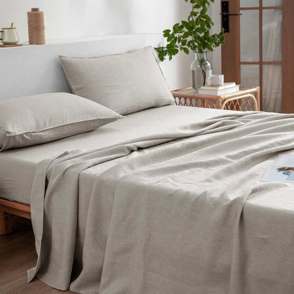 100% French Washed Pure Linen Sheets, Breathable and Cooling Bed Sheets, Soft Durable for Hot Sleepers Anti-Tear Line Flax Sheet