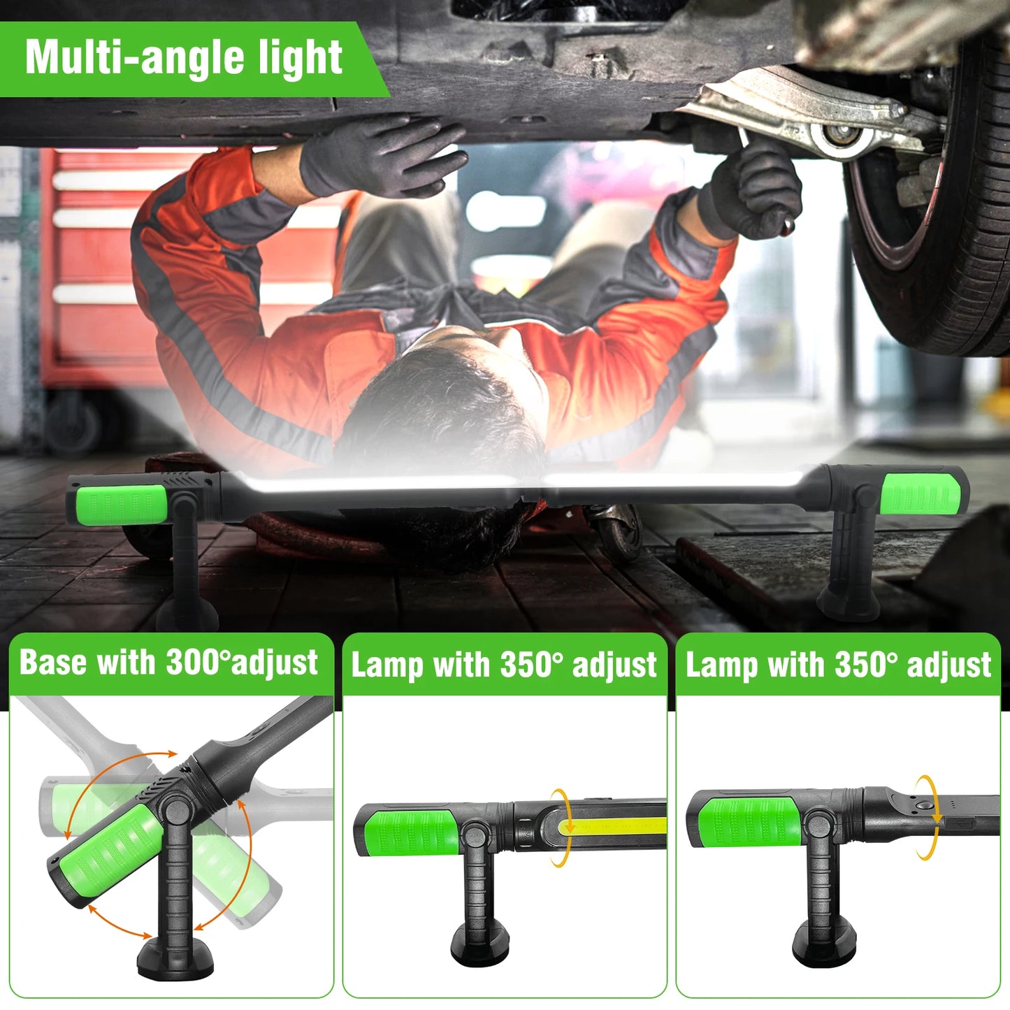 20w Rechargeable LED Work Light Adjustable Cordless Magnetic