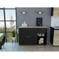Kitchen Island Cart Victoria, Four Interior Shelves, Six Carters, One Drawer, Double Door Cabinet Black