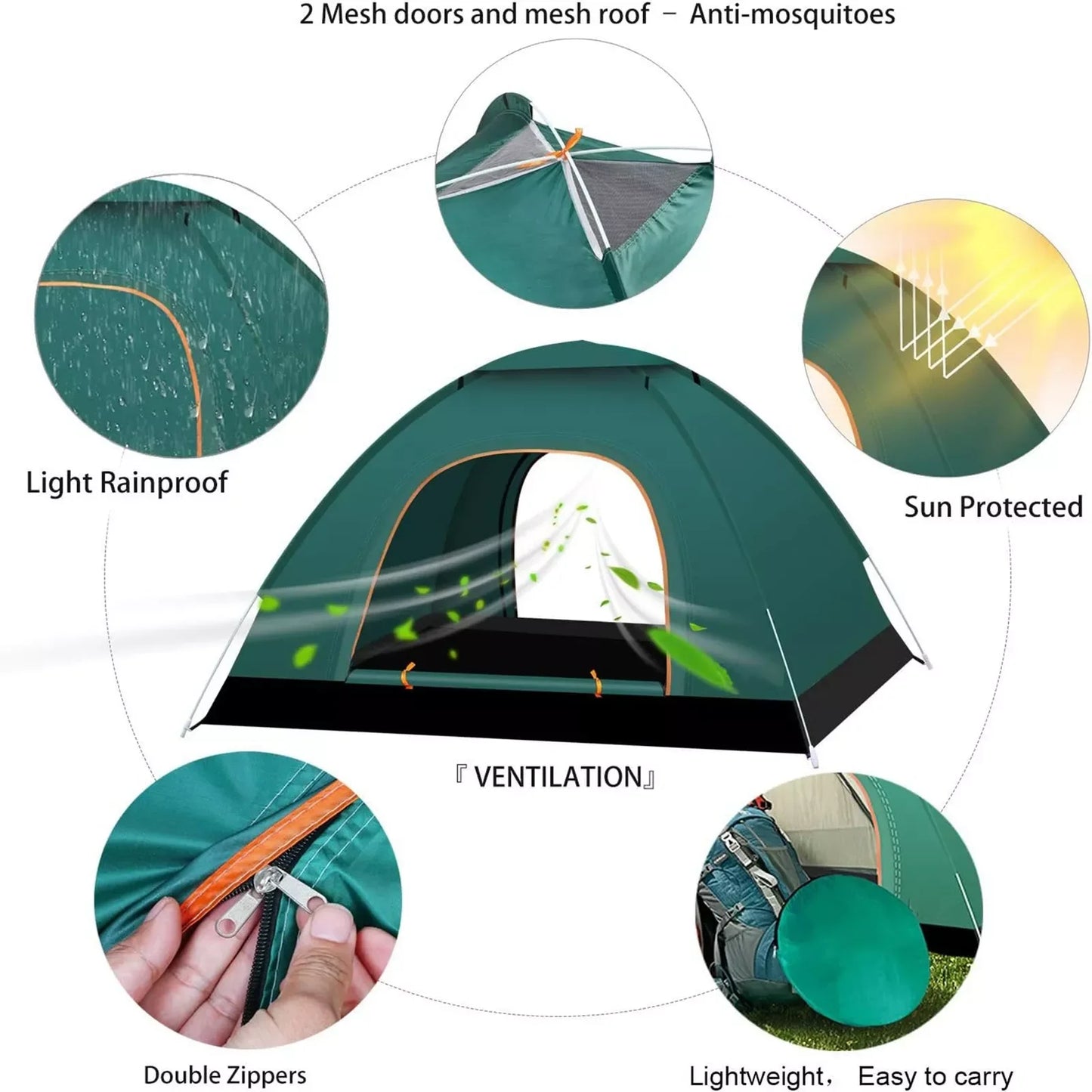 Automatic Pop Up Outdoor Camping Hiking Waterproof Sun Proof Tent Portable Backpacking 2-3 Person