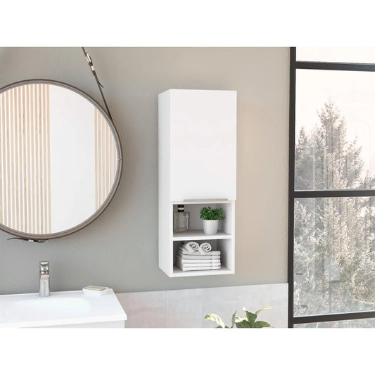 Mila Bathroom Cabinet, Two Interior  Shelves, Two External Shelves, Single Door Cabinet White