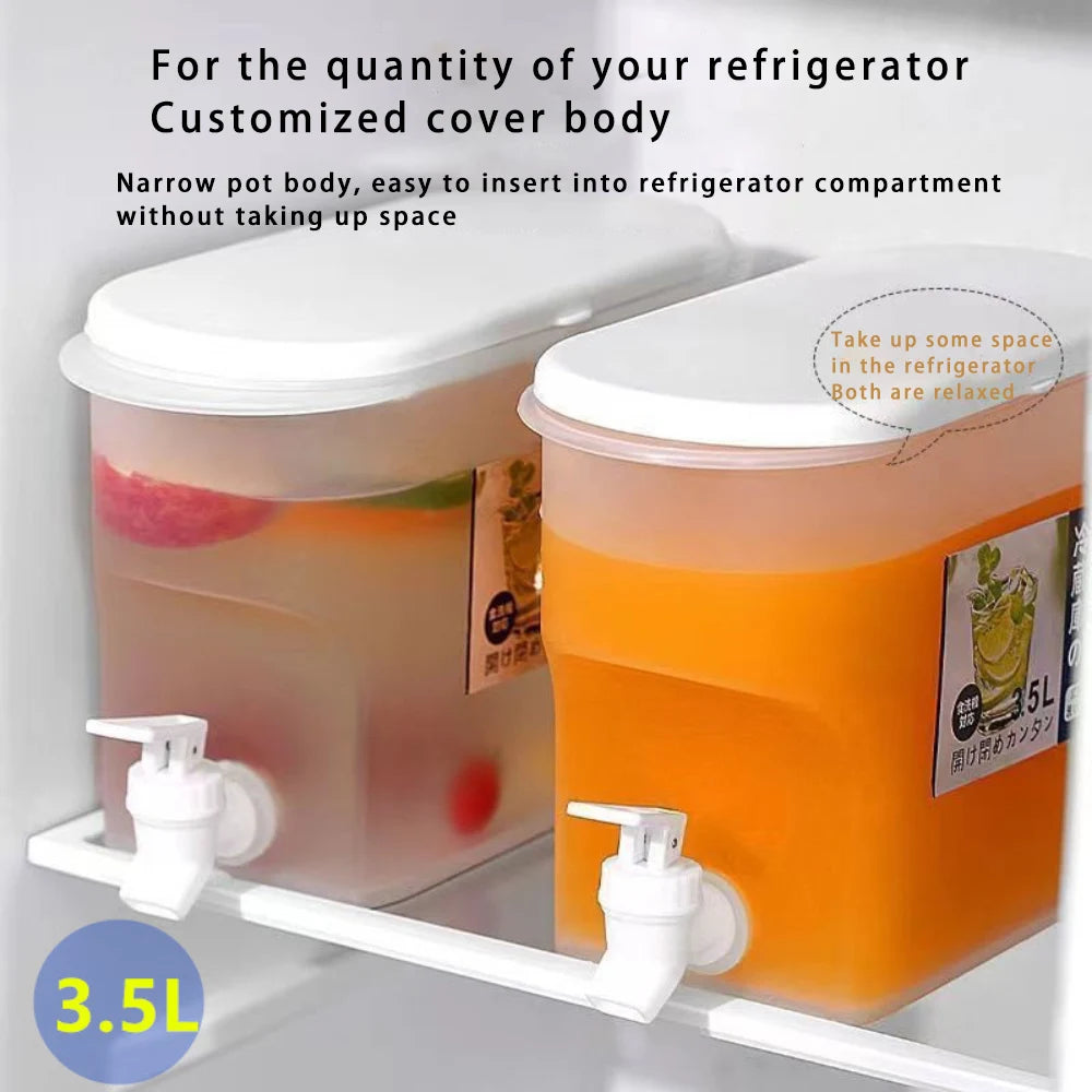 BPA Free 3.5L Cold Water Jug Clear Tea Kettle with Faucet Beverage Dispenser Refrigerator Water Container For Kitchen, Camping