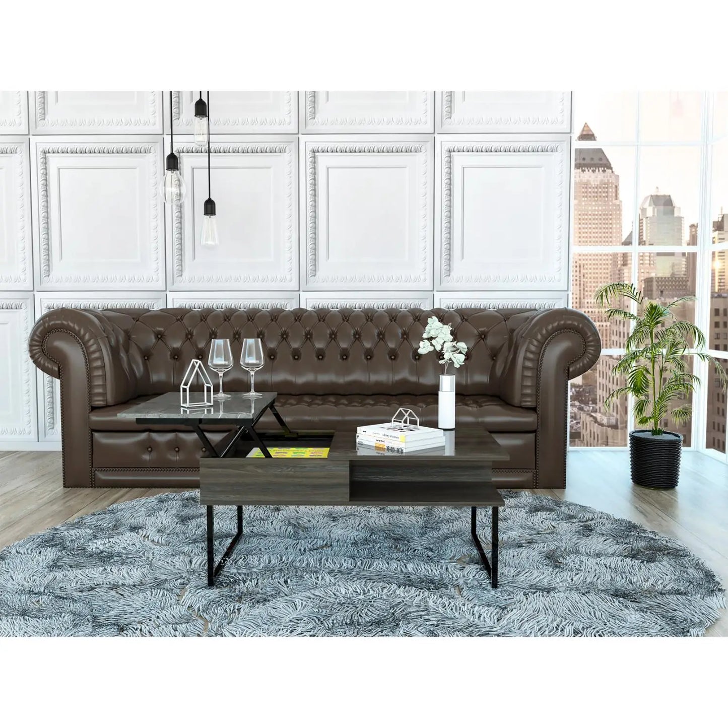 Armin Lift Top Coffee Table, One Shelf Espresso / Onyx