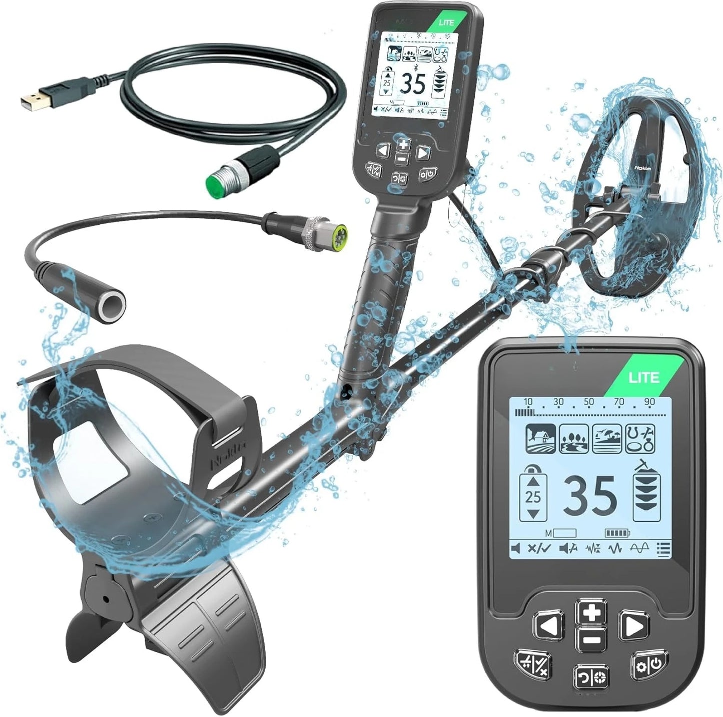 Metal Detector with 9.5” Waterproof DD Search Coil, Vibration for Detecting Underwater, Beach and All Metal Search Modes