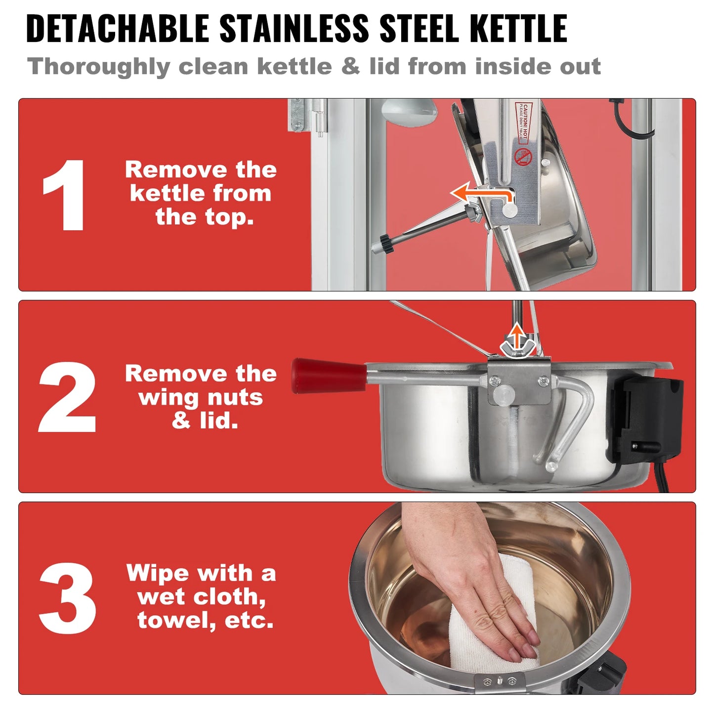 Electric Popcorn Maker Commercial Popper Machine  Automatic  8/12Oz Corn Cookware with Scoop