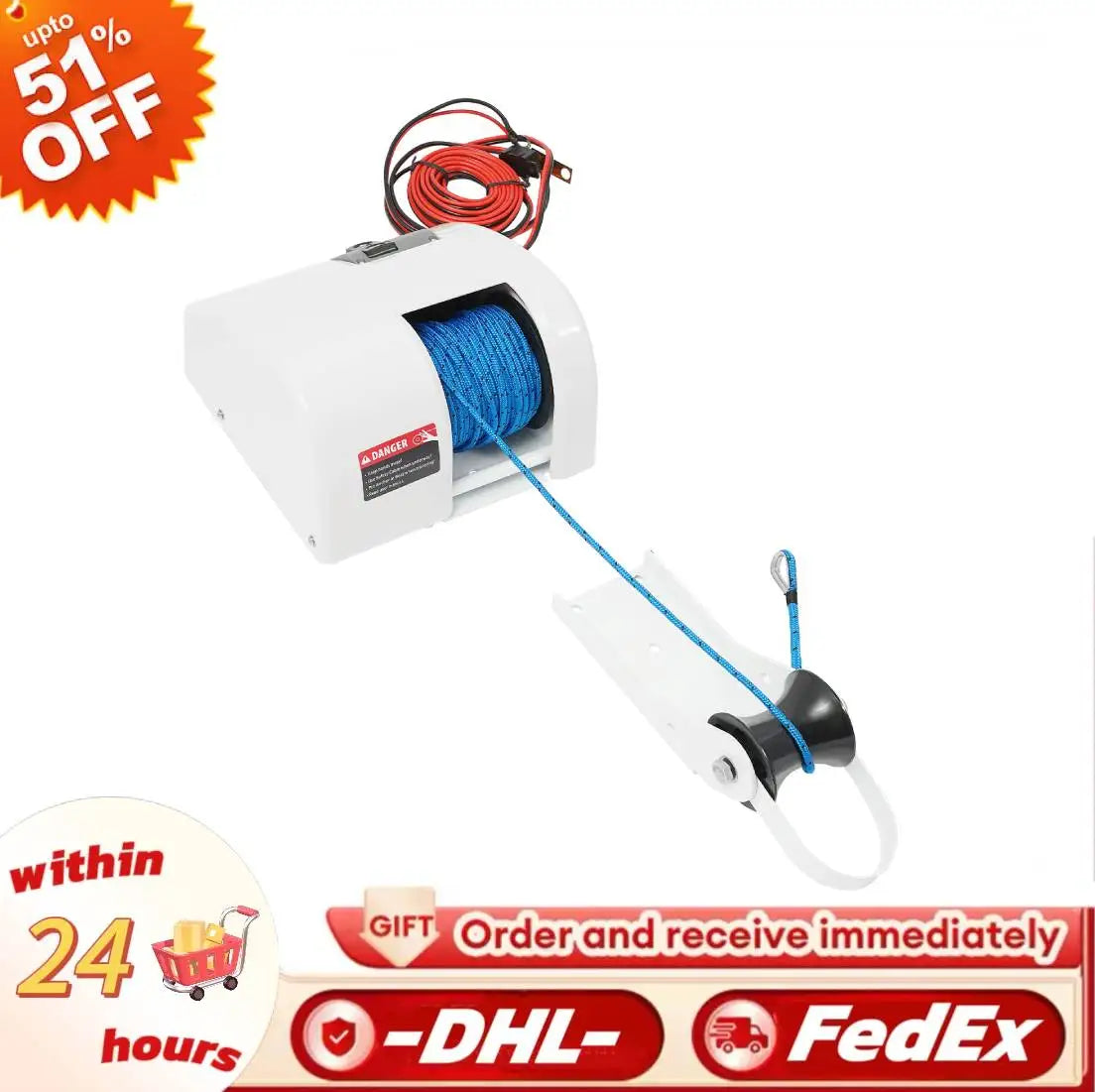 Boat Electric Anchor Winch,12V Waterproof Windlass with Remote Control,Premium for 25lbs Boat Anchor