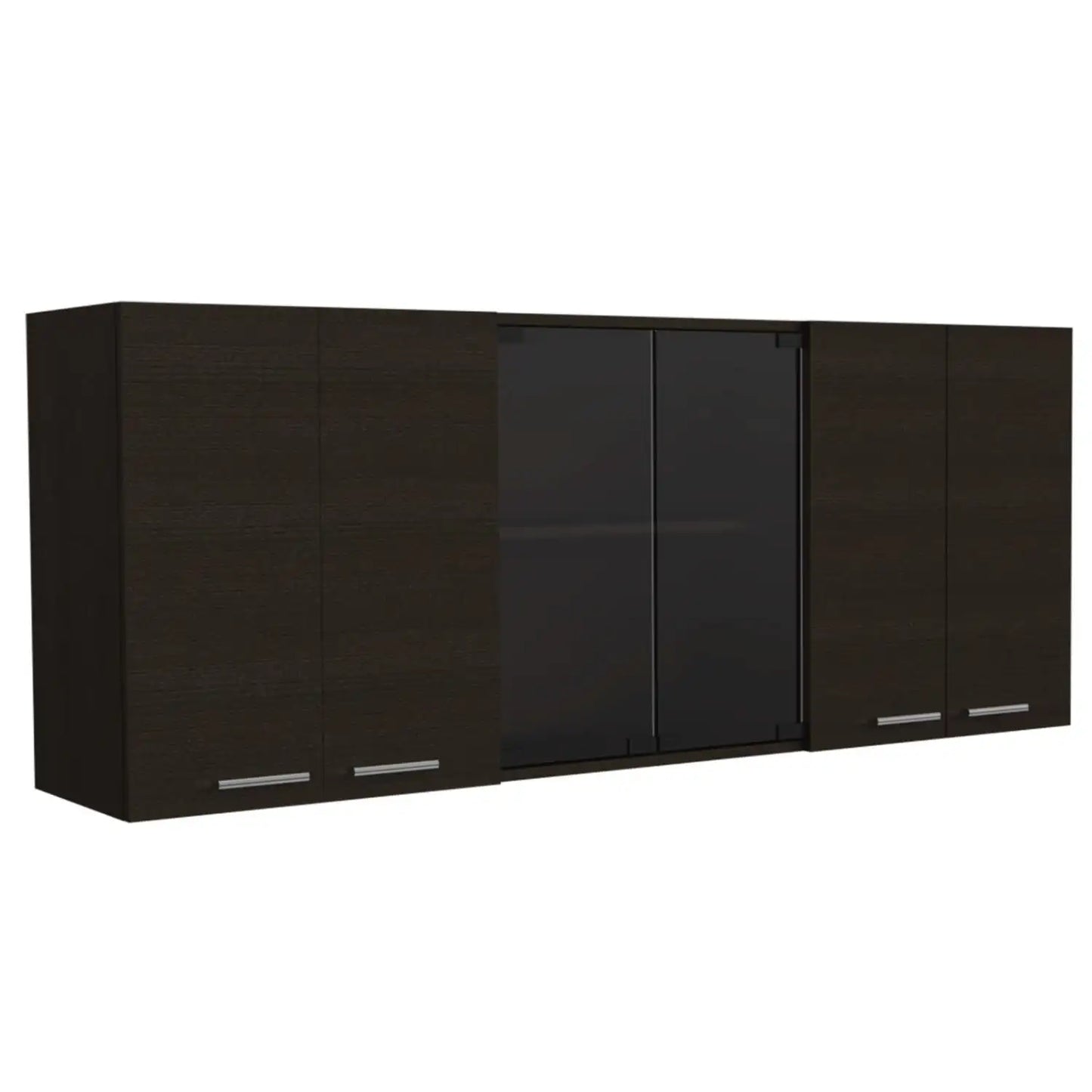 Superior 150 Wall Cabinet With Glass, Four Interior Shelves, Two Double Door Black