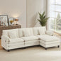 Luxury 108” Modular Sectional Sofa – Comfy Cloud Couch with Movable Ottoman, Charging Station,Side Pockets & Throw Pillows