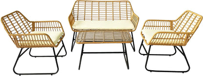 4-Piece Rattan Patio Set: Indoor/Outdoor Wicker
